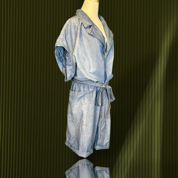NWT Eloquii Elements Chambray Blue Belted Denim Romper Plus Size 28 - Picture 15 of 16